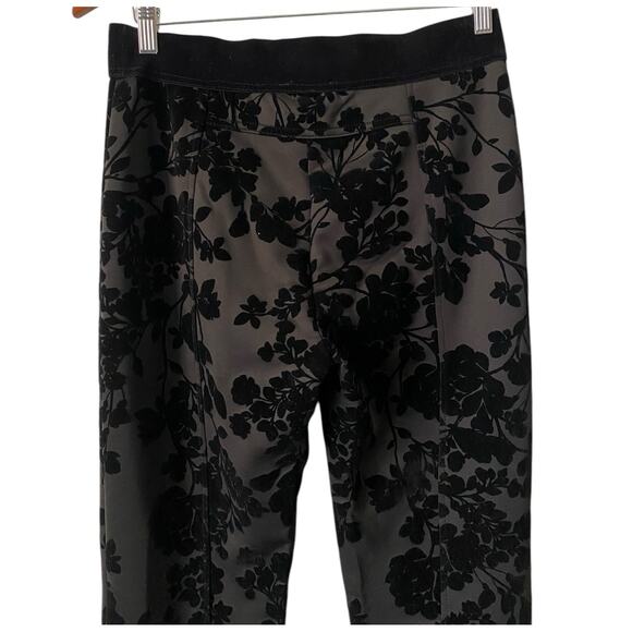 Vintage Liz Claiborne Floral Velvet Burnout Straight Leg Pant Small Black Y2K - Picture 3 of 10